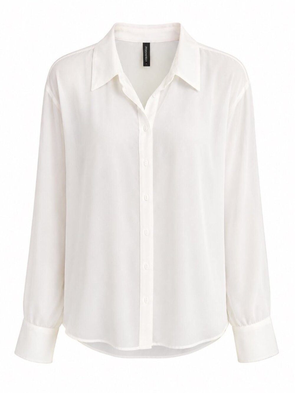 Icollection White Long-Sleeve Button-Up Sheer Blouse Women’s Size L Polyester